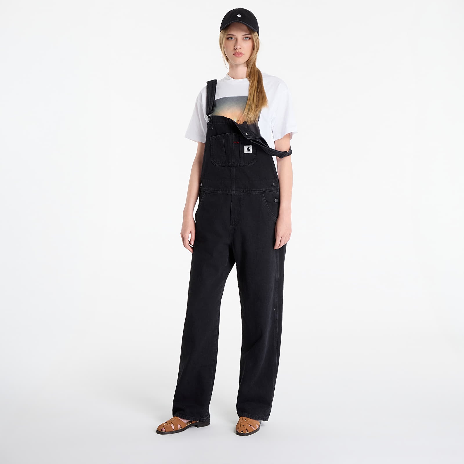 Jeans Carhartt WIP W' Bib Overall Straight Black Stone Washed