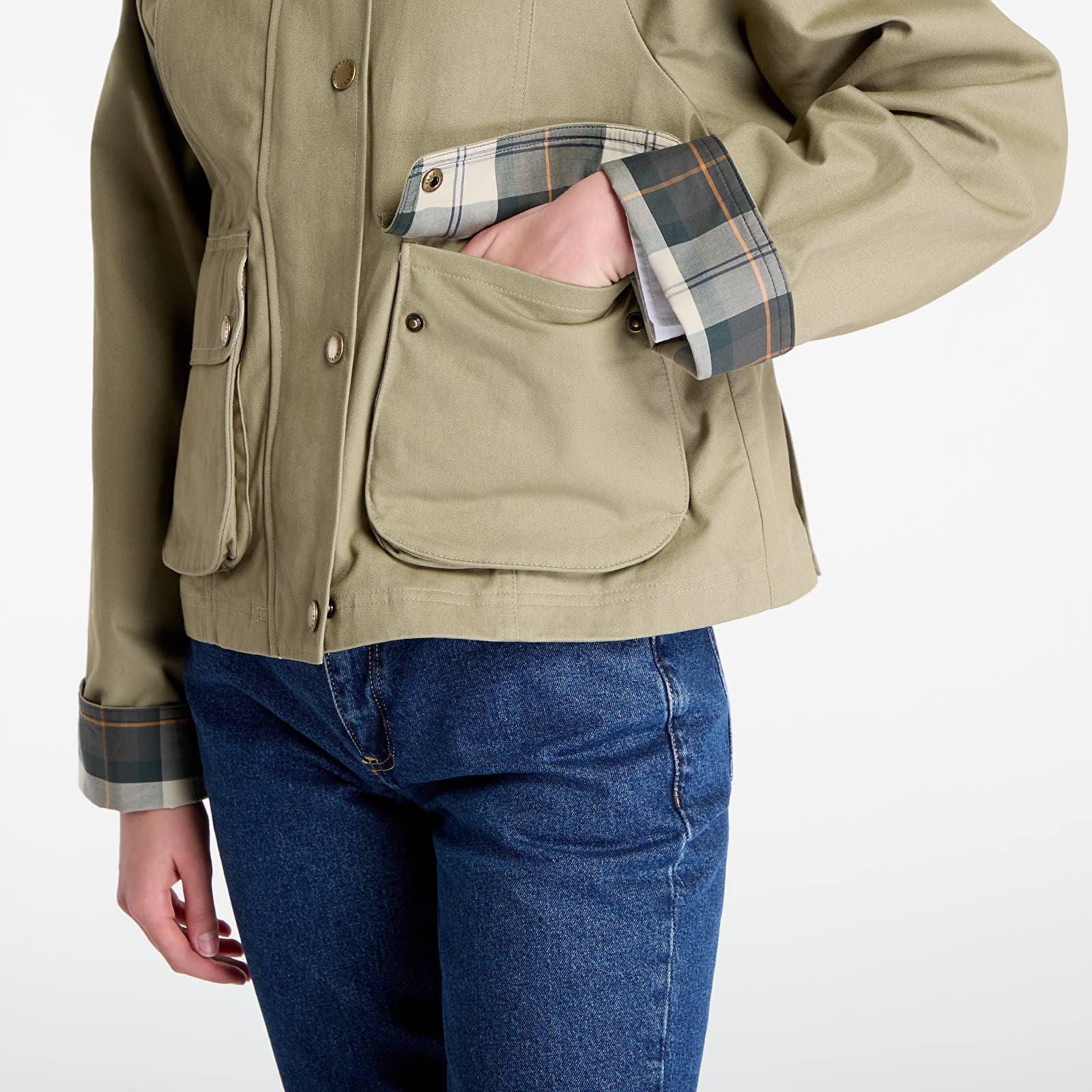 Jacken Barbour Cropped Beadnell Casual Jacket Bleached Olive/ Ancient/ Gardenia
