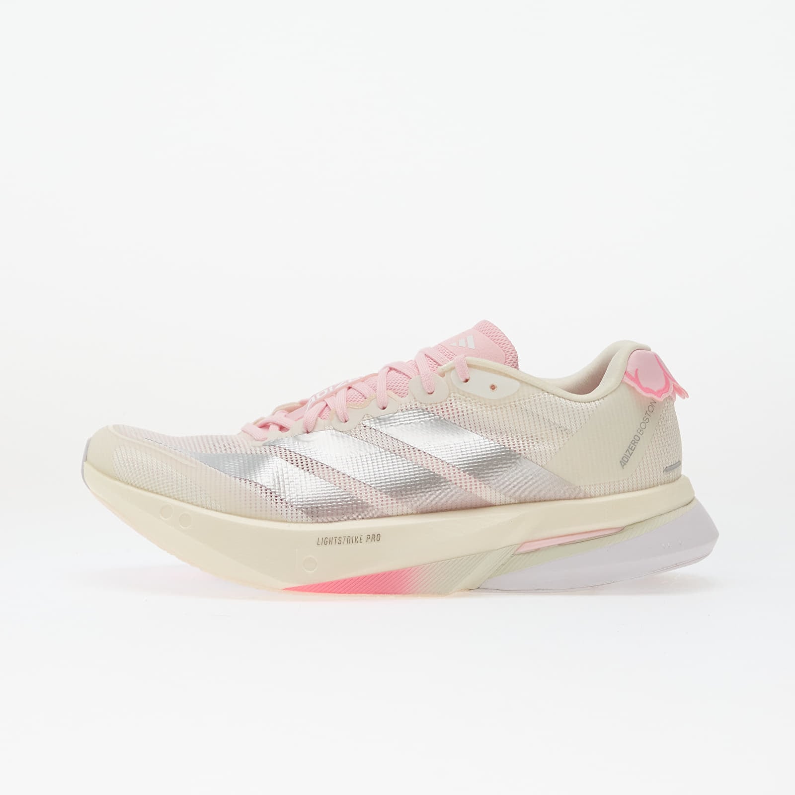 Moteriški sportiniai bateliai ir avalynė adidas Adizero Boston 13 Core White/ Silver Met./ Clear Pink