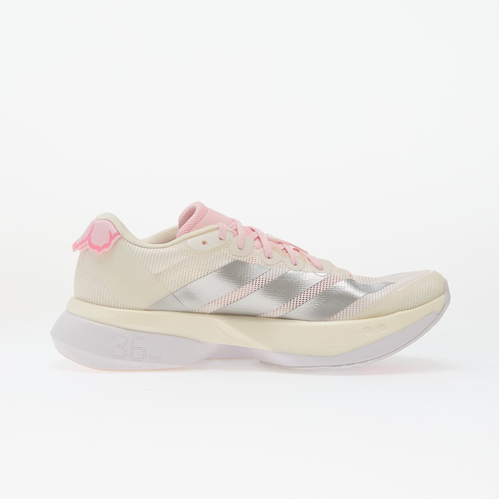 Moteriški sportiniai bateliai ir avalynė adidas Adizero Boston 13 Core White/ Silver Met./ Clear Pink