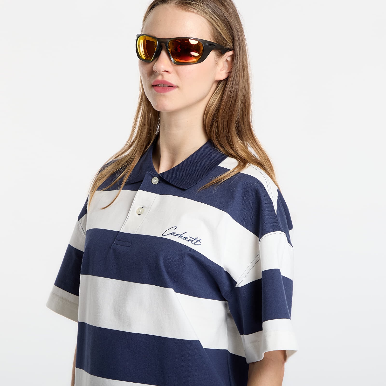 Meeste T-särgid Carhartt WIP S/S Delray Polo UNISEX Delray Stripe/ Blue