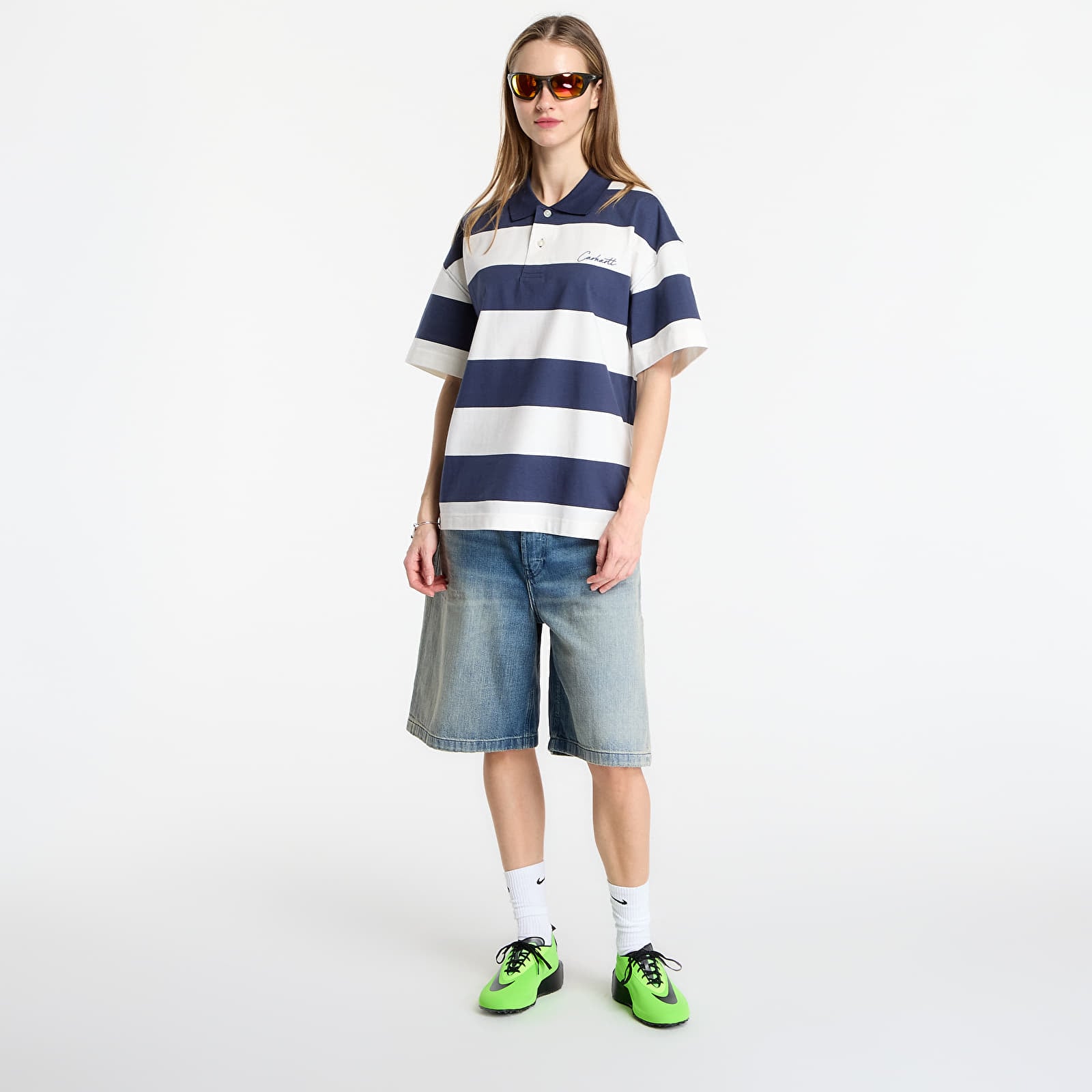 Meeste T-särgid Carhartt WIP S/S Delray Polo UNISEX Delray Stripe/ Blue