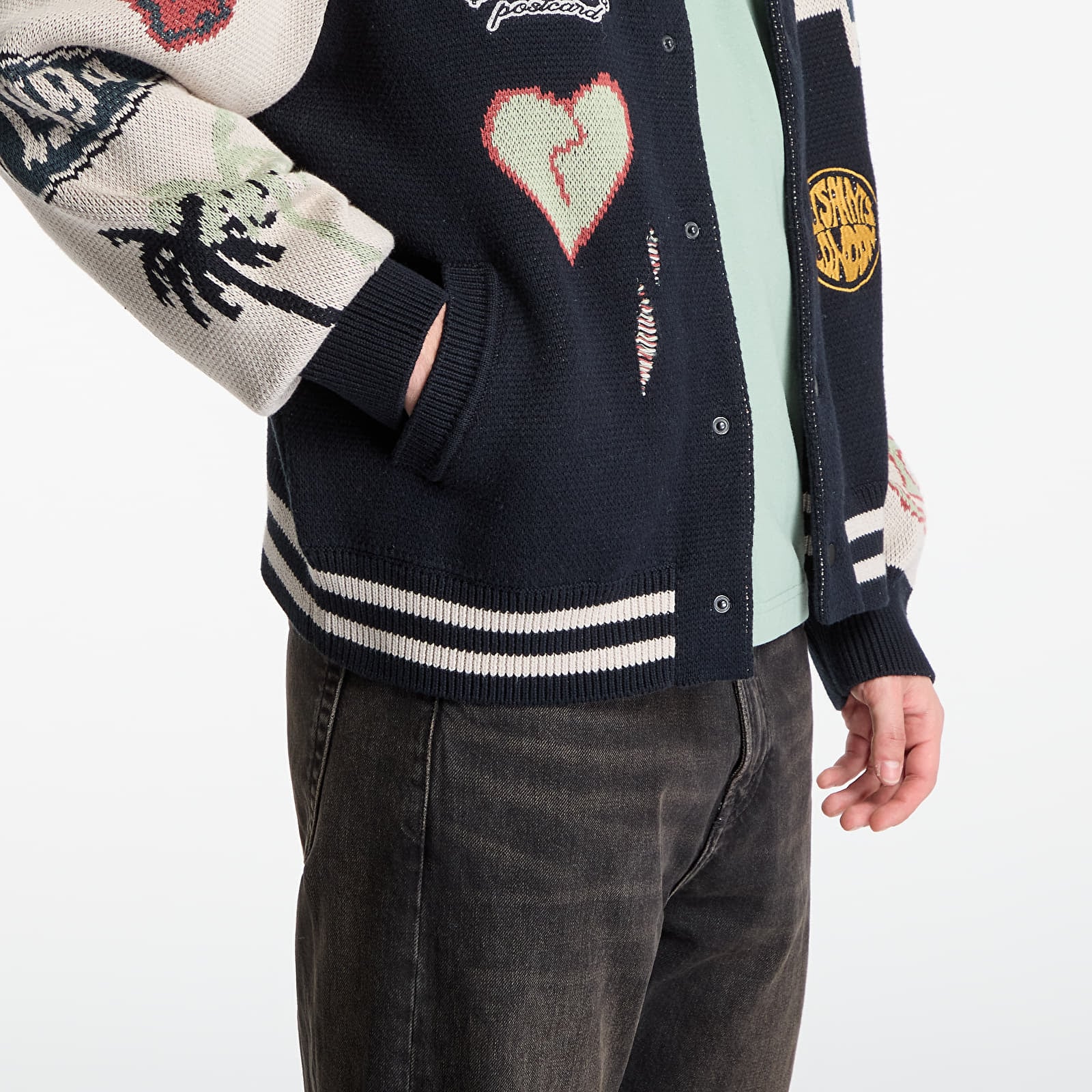 Džemperi AllSaints Chase Cardigan Black/ Ecru White