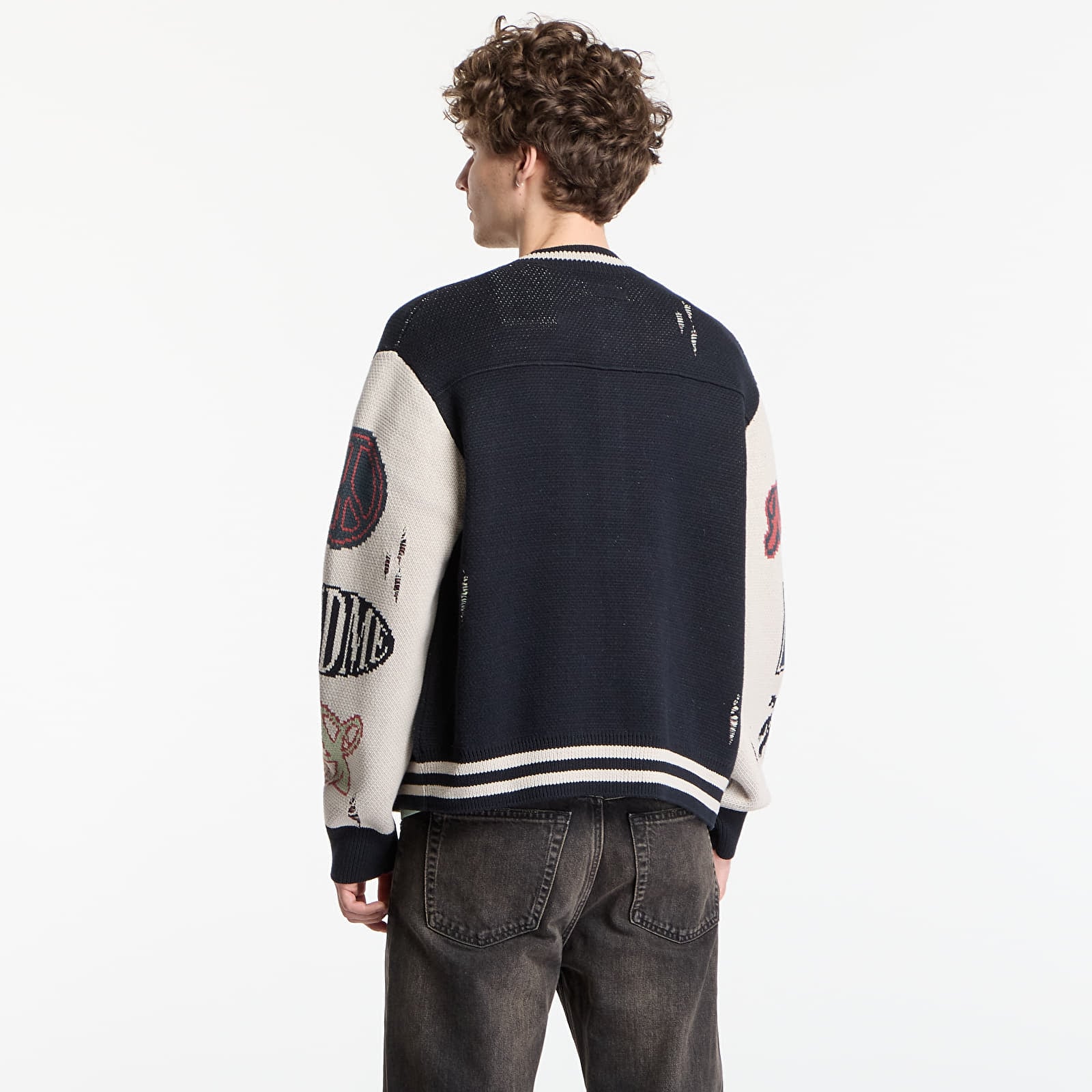 Džemperi AllSaints Chase Cardigan Black/ Ecru White