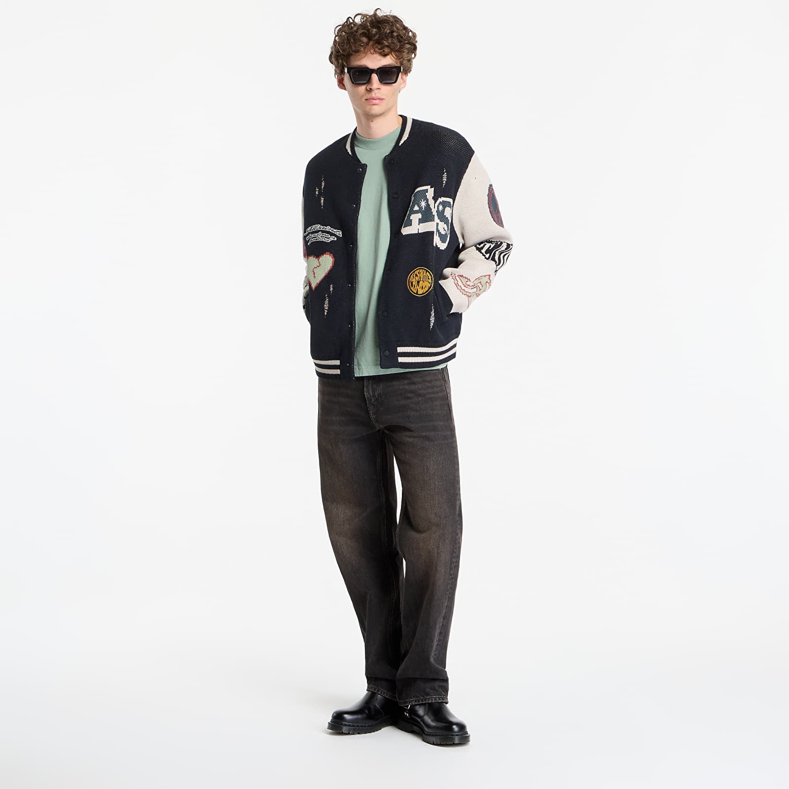 Džemperi AllSaints Chase Cardigan Black/ Ecru White