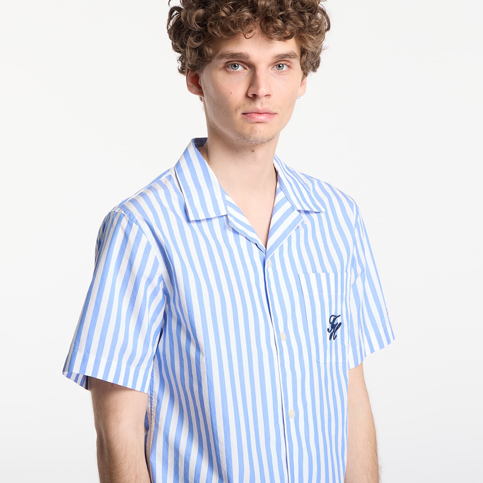 Shirts Tommy Hilfiger Regular Fit Paper Touch Short Sleeve Shirt Blue Spell/ Stripe