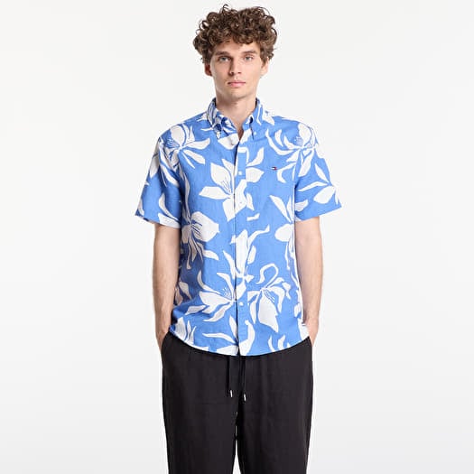 Skjorte Tommy Hilfiger Regular Fit Linen Blend Short Sleeve Shirt Dark Blue Indigo