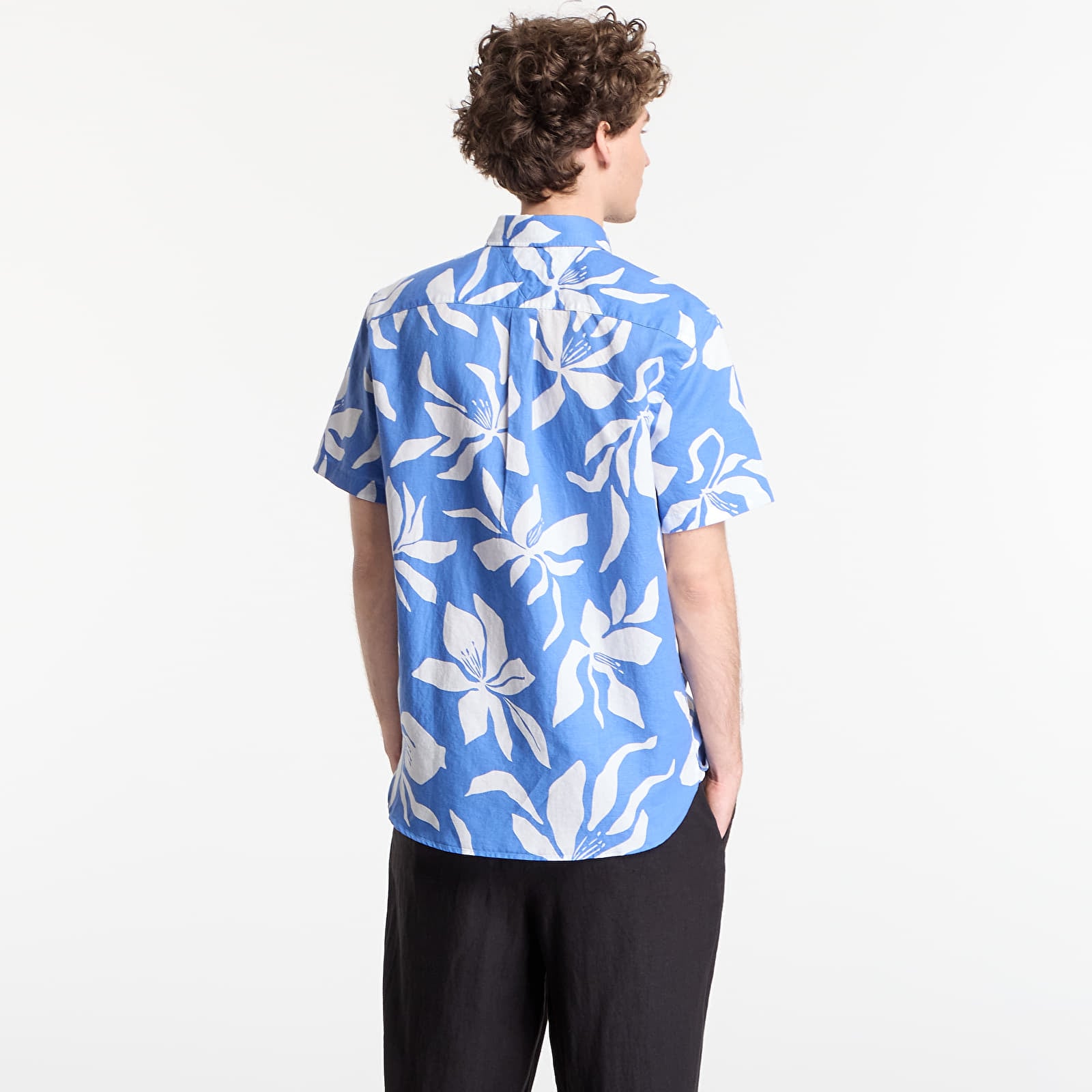 Shirts Tommy Hilfiger Regular Fit Linen Blend Short Sleeve Shirt Dark Blue Indigo