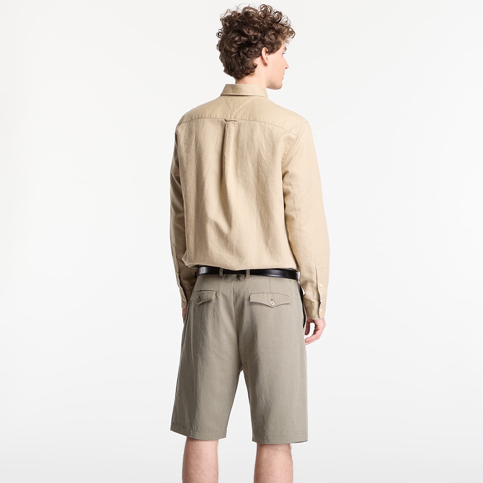 Košile Tommy Hilfiger Linen Blend Solid Btd Rf Shirt Sandalwood