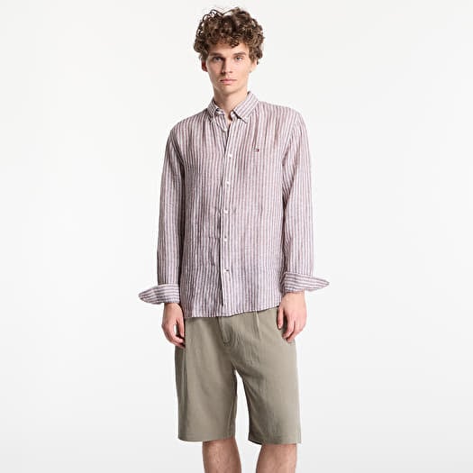 Tommy Hilfiger Linen Bengal Stripe Rf Shirt Safari Canvas/ White