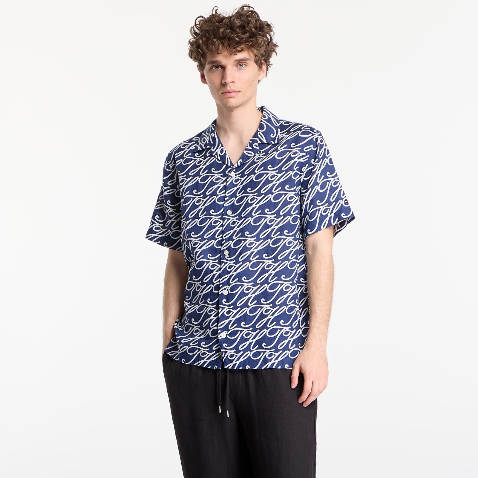 Shirt Tommy Hilfiger Regular Fit Pure Linen Short Sleeve Shirt Dark Blue Indigo S