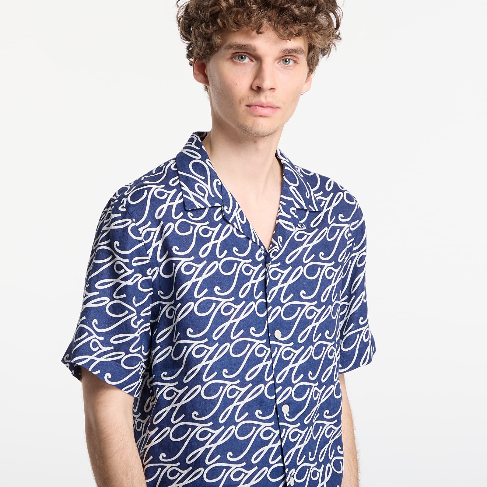 Shirts Tommy Hilfiger Regular Fit Pure Linen Short Sleeve Shirt Dark Blue Indigo