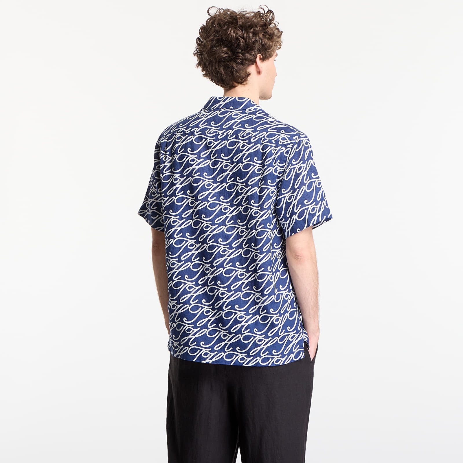 Shirts Tommy Hilfiger Regular Fit Pure Linen Short Sleeve Shirt Dark Blue Indigo