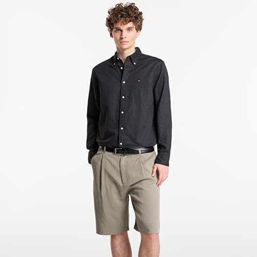 Tommy Hilfiger Linen Blend Solid Btd Rf Shirt Black