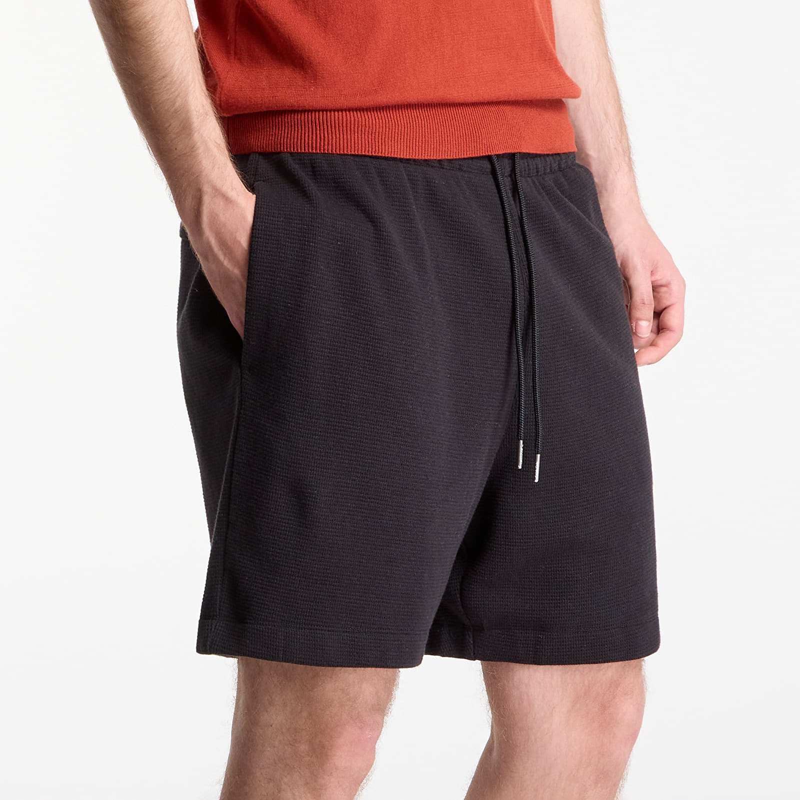 Šorti Calvin Klein Jeans Hd Cotton Waffle Short Black
