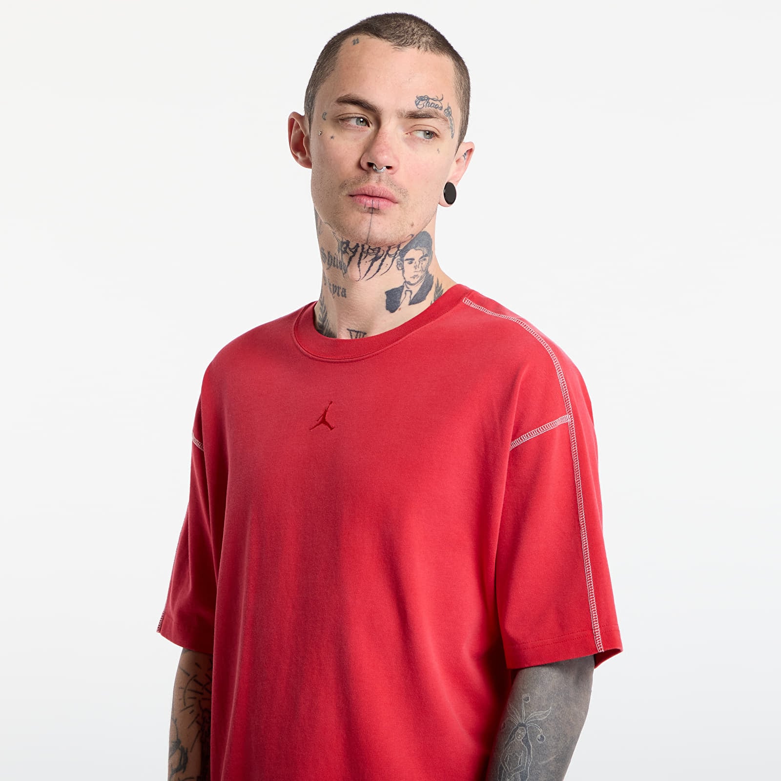 T-shirts för män Jordan Flight Men's Heavyweight Short-Sleeve Top University Red/ Sail/ University Red