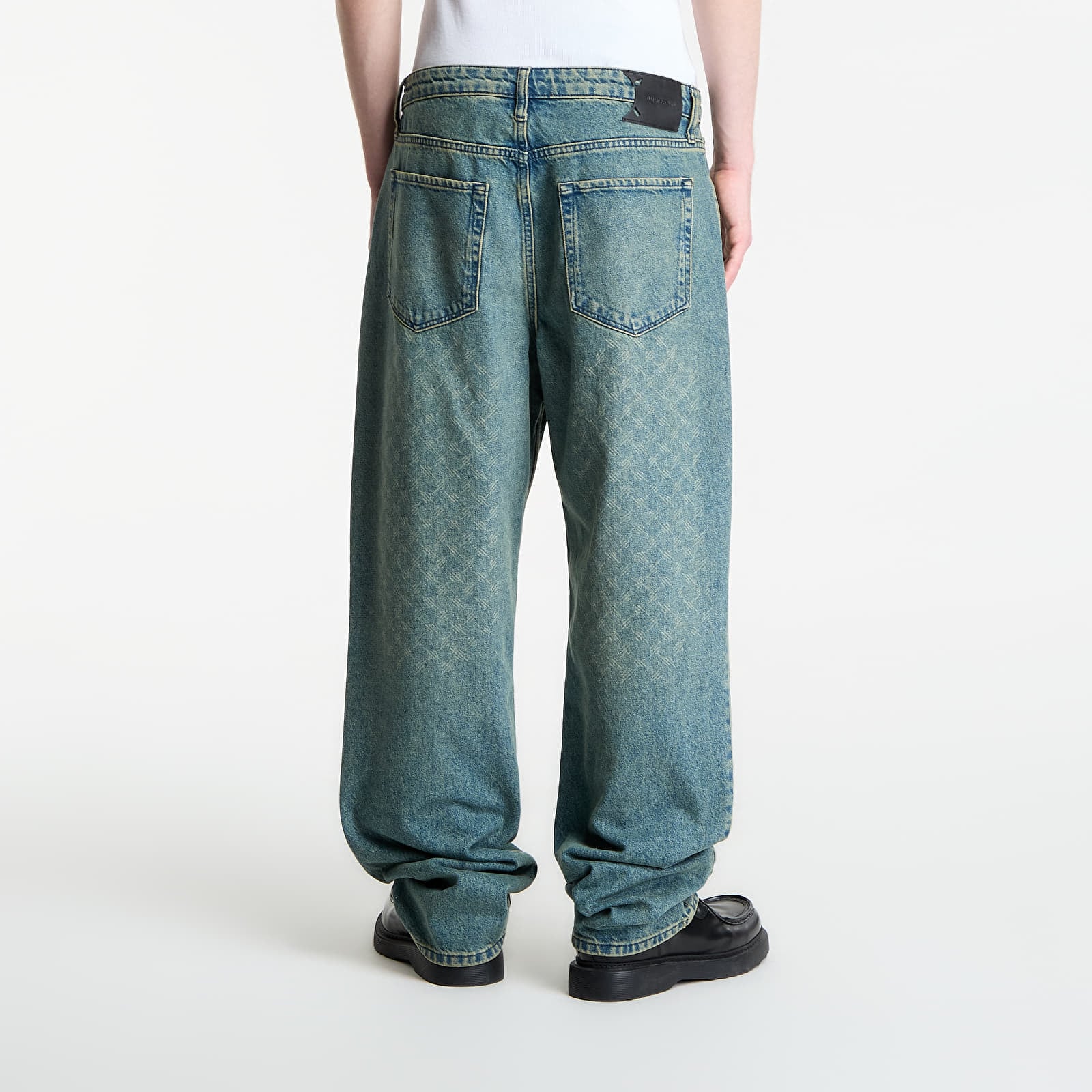 Pánske jeans  Daily Paper Faded Monogram Amba Jeans V2 Bleached Denim Blue