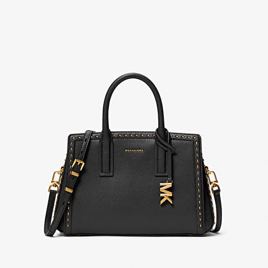 Michael Kors Laila Small Studded Leather Satchel Black