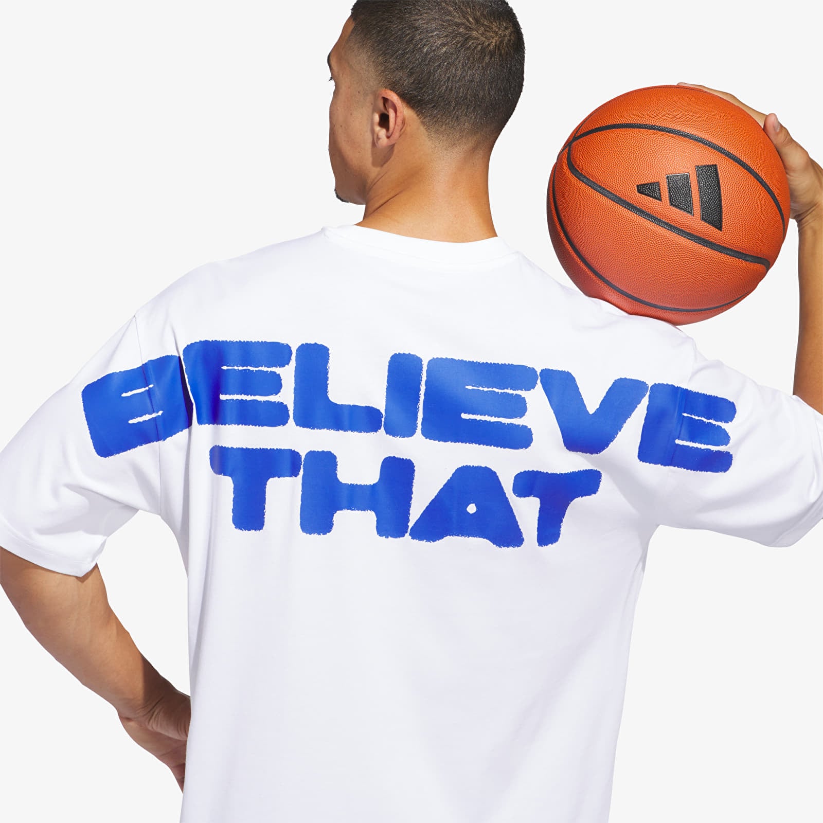 T-shirts til mænd adidas Anthony Edwards Believe That T-Shirt White/ Lucid Blue