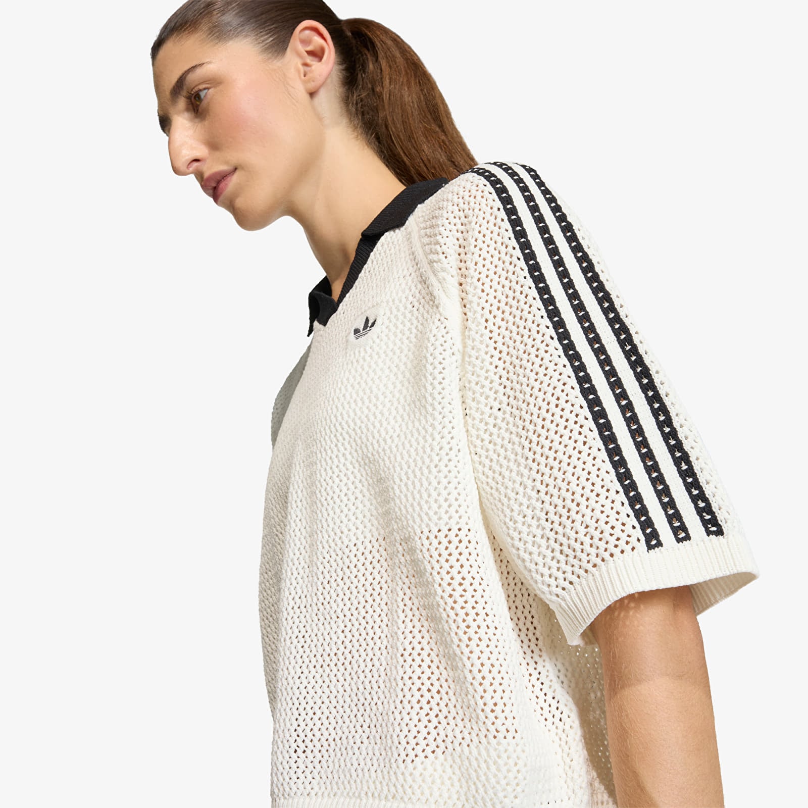 T-shirts adidas Knitted Crochet Polo Off White