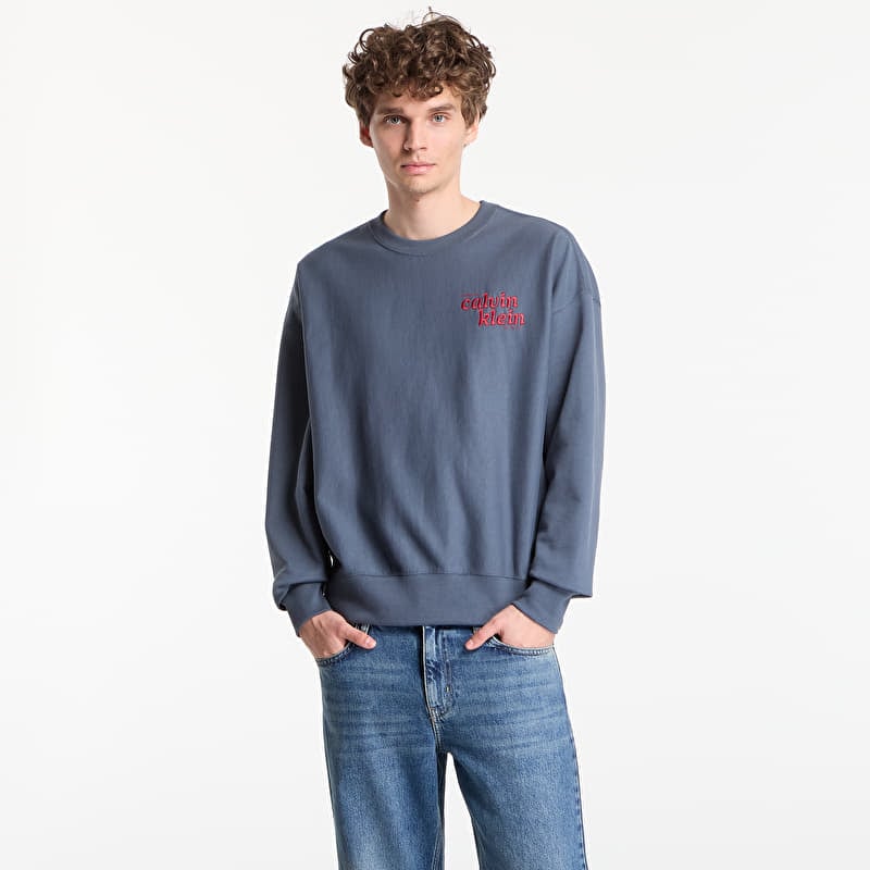 Mikina Calvin Klein Jeans Ls Premium Terry Graphic Crewneck Dark Slate