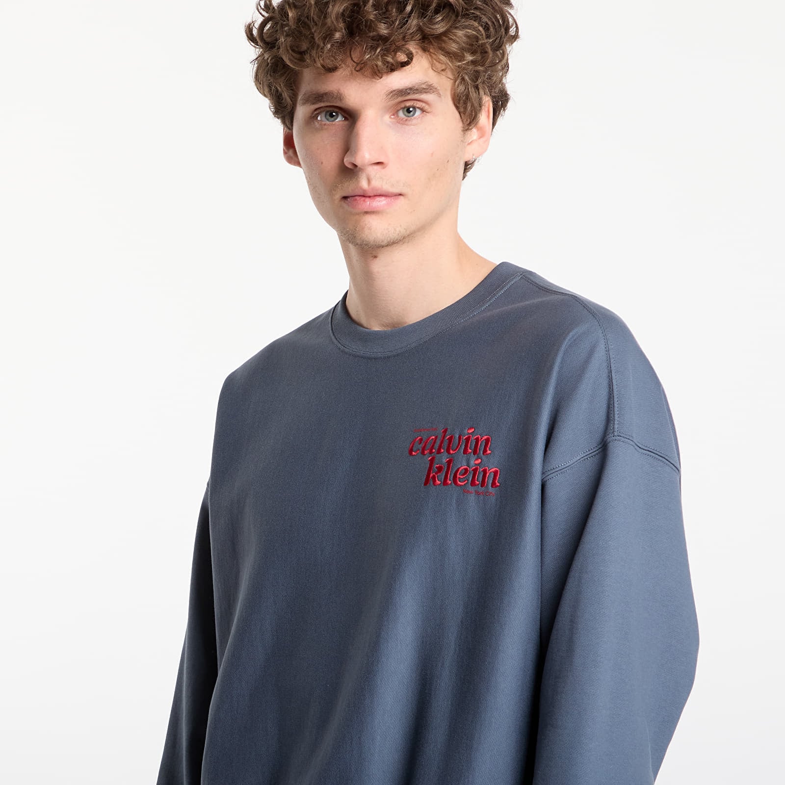 Muške dukserice Calvin Klein Jeans Ls Premium Terry Graphic Crewneck Dark Slate