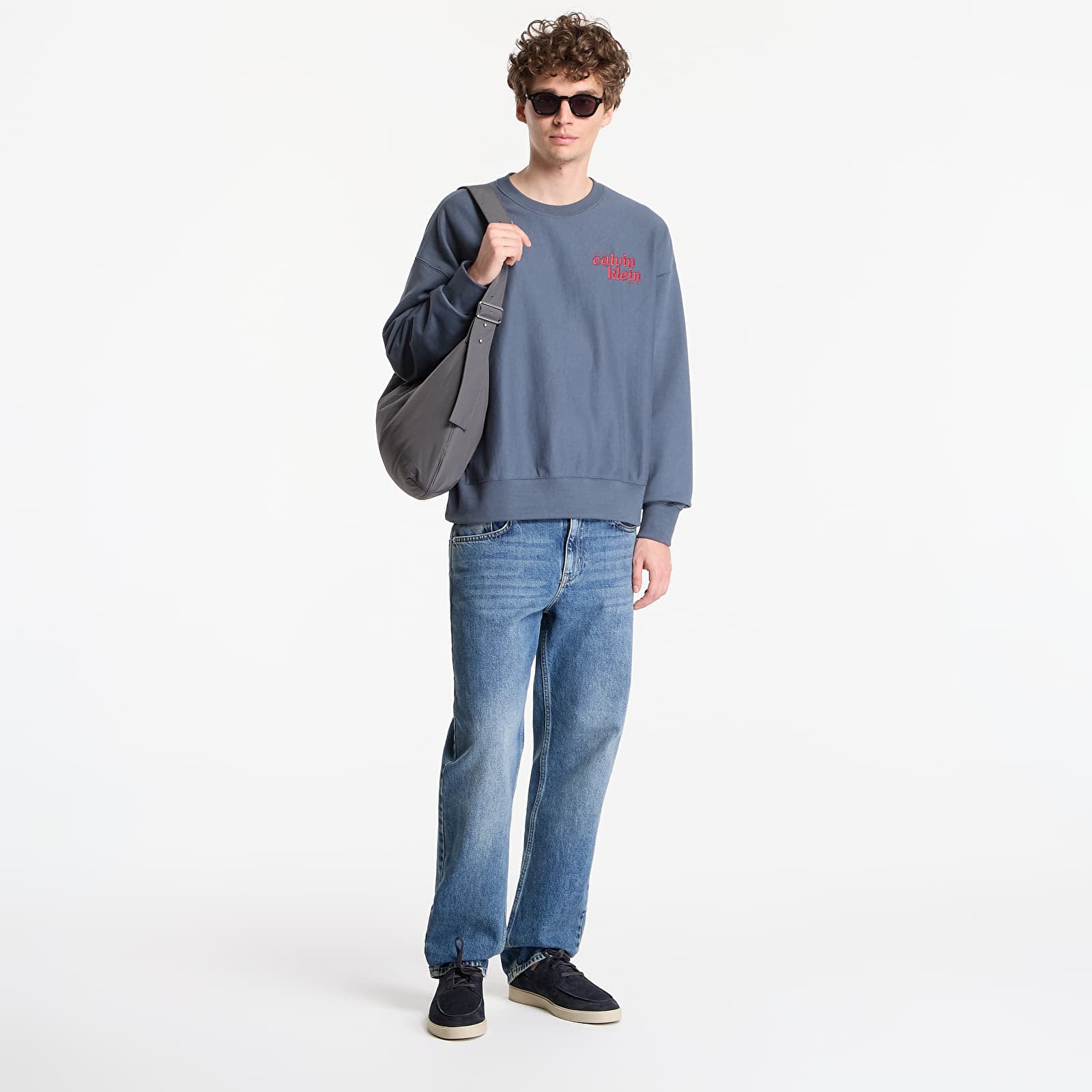 Muške dukserice Calvin Klein Jeans Ls Premium Terry Graphic Crewneck Dark Slate