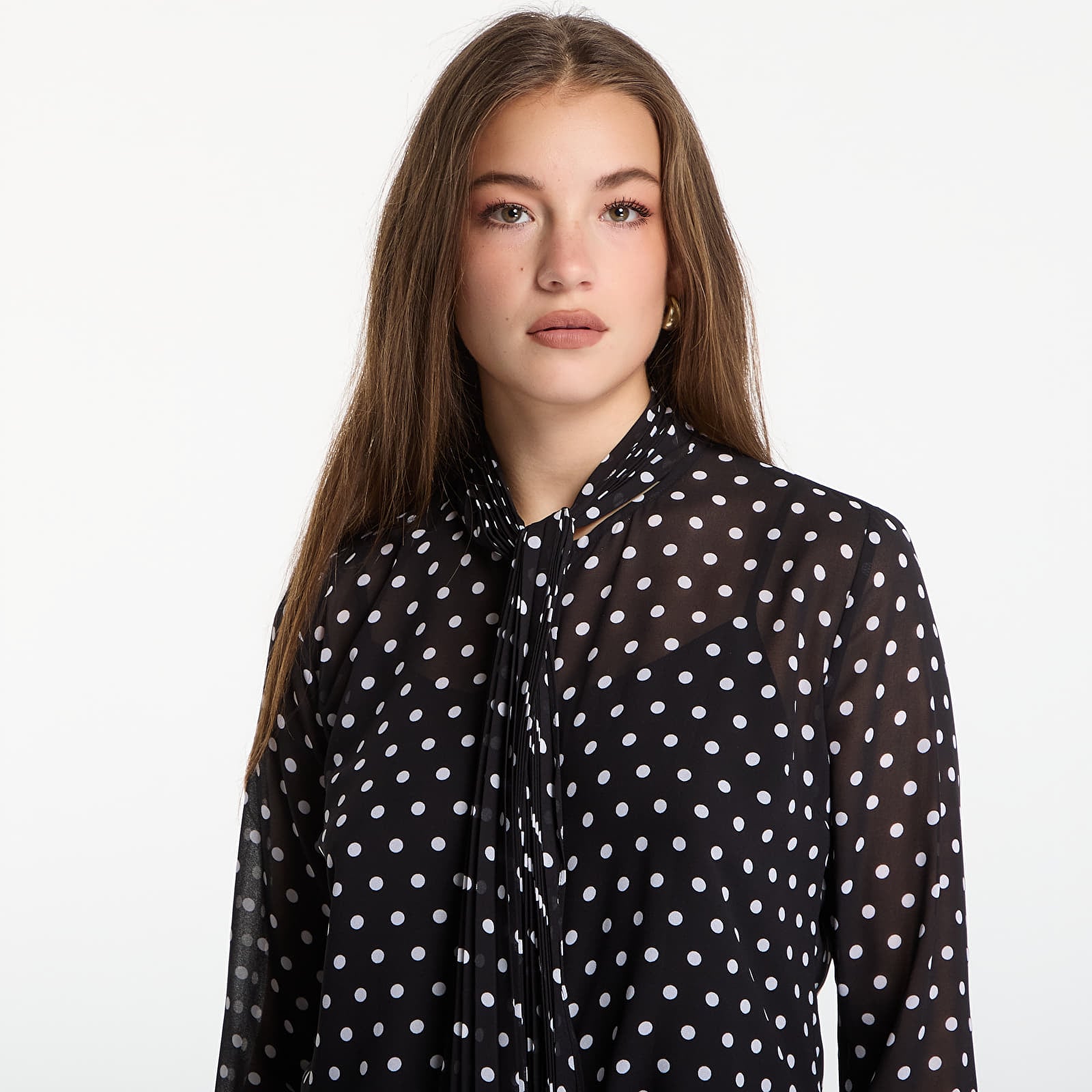 Shirts Michael Kors Dot Pleat Bow Blouse Black/ White