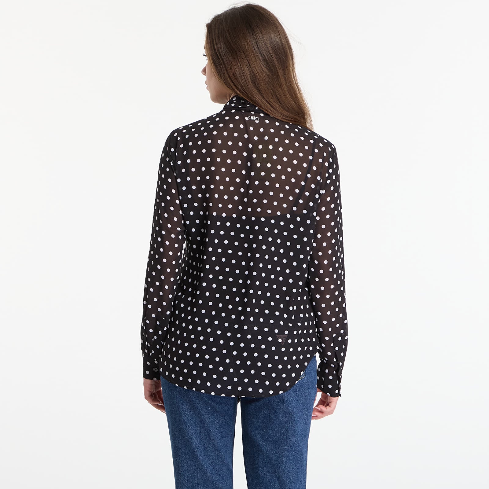 Shirts Michael Kors Dot Pleat Bow Blouse Black/ White