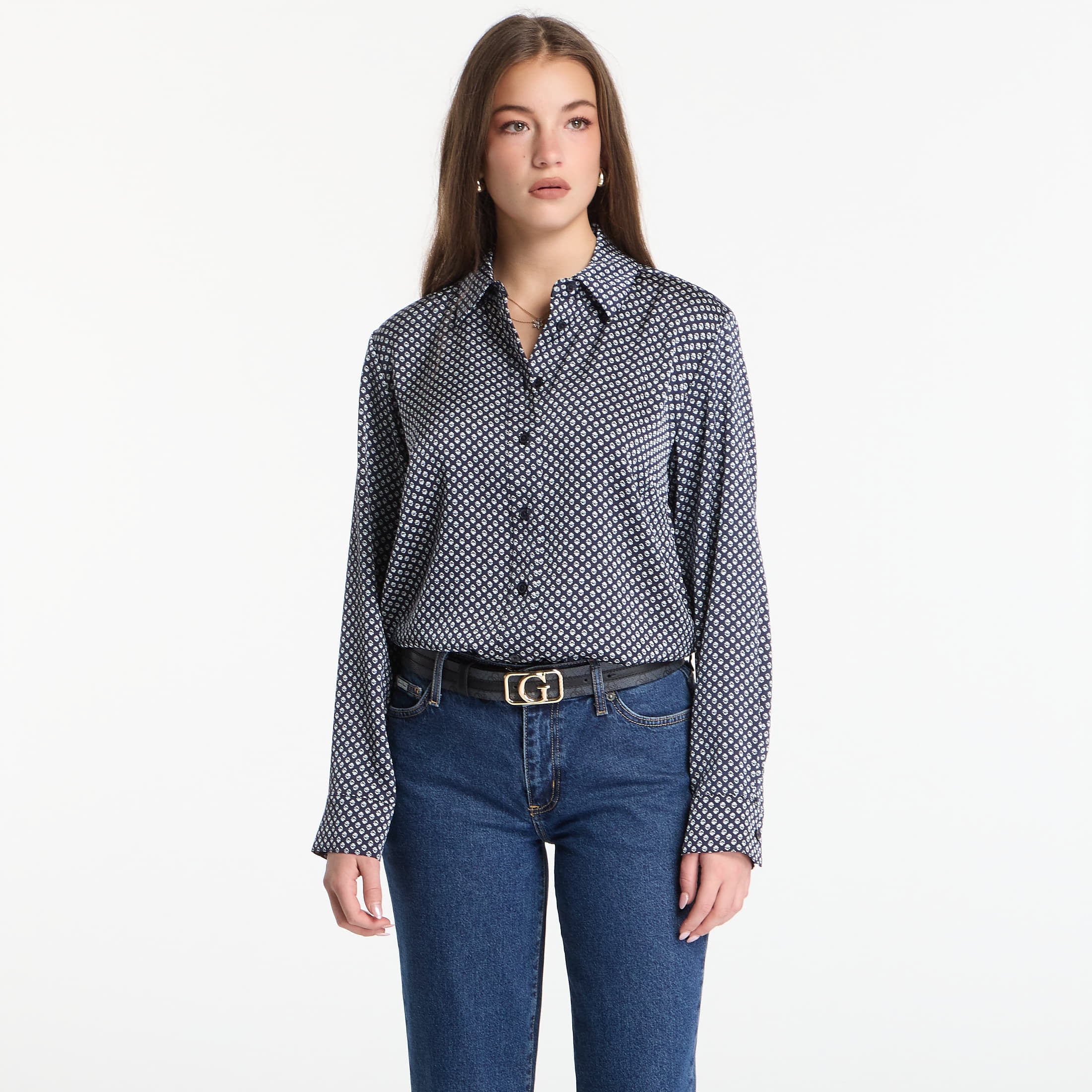 Shirt Michael Kors Satin Ls Shirt Midnight Blue L