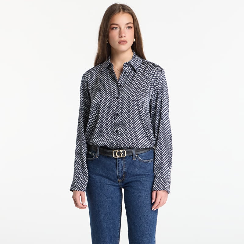 Michael Kors Satin Ls Shirt Midnight Blue