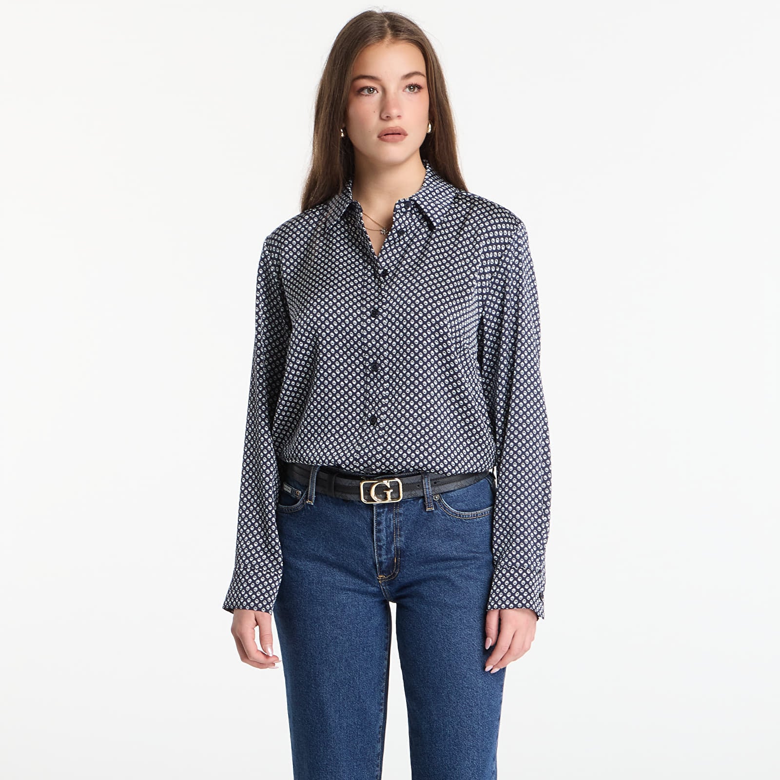 Shirts Michael Kors Satin Ls Shirt Midnight Blue