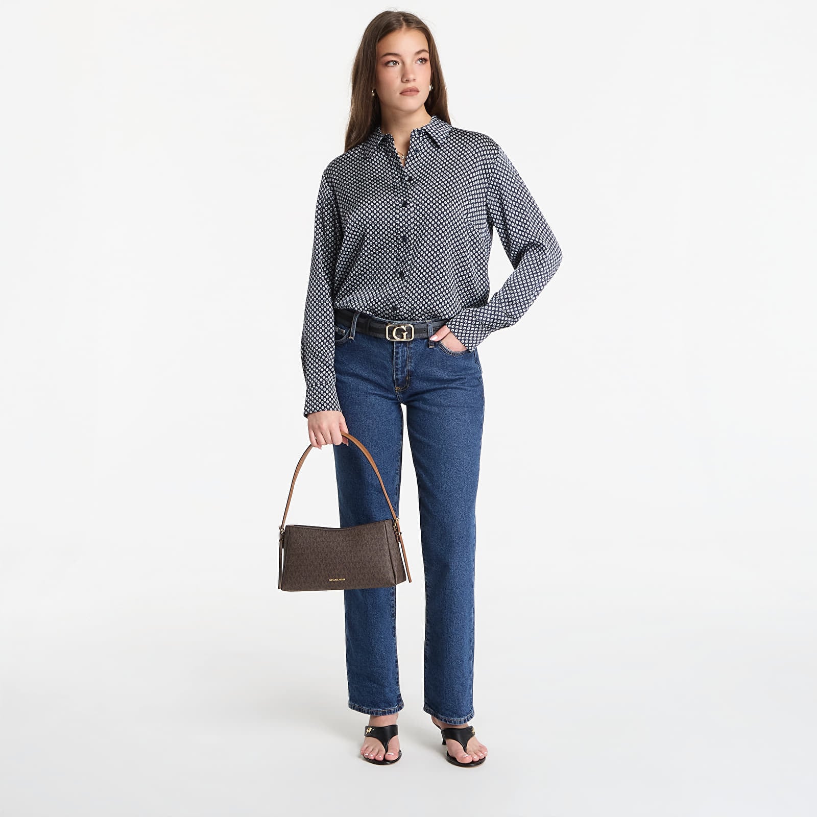 Shirts Michael Kors Satin Ls Shirt Midnight Blue