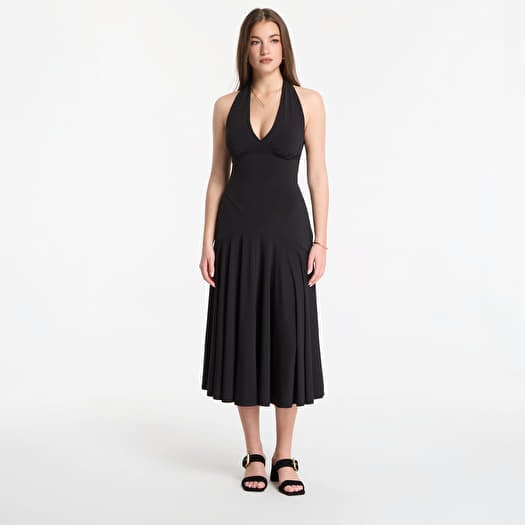 Michael Kors Stretch Matte Jersey Halter Midi Dress Black