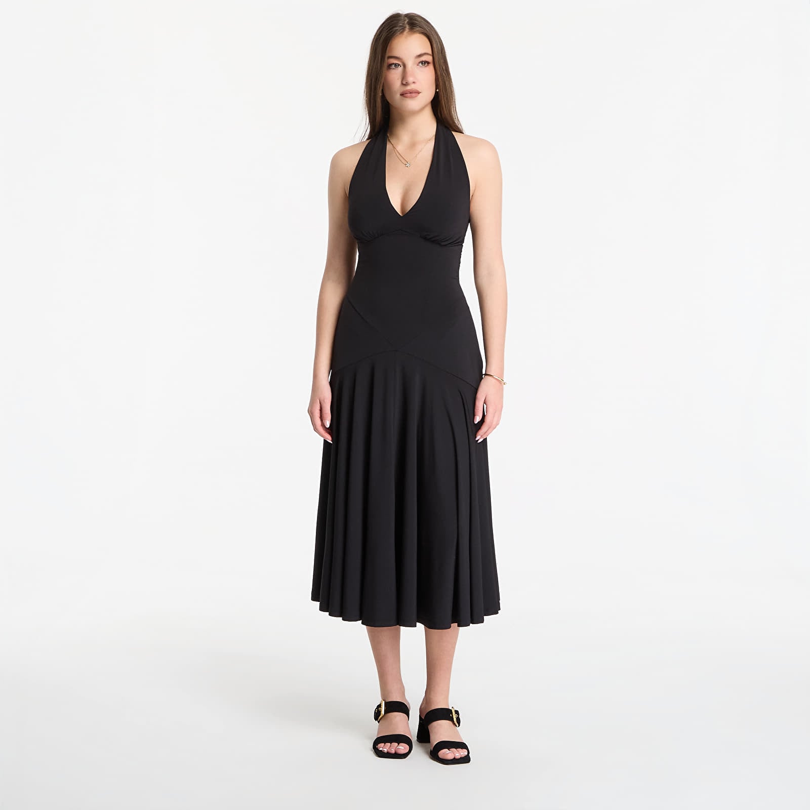 Dresses Michael Kors Stretch Matte Jersey Halter Midi Dress Black