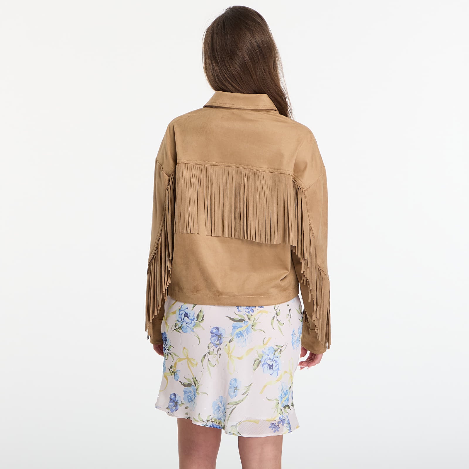 Giacche GUESS Ls Ibby Fringe Jacket Wet Sand