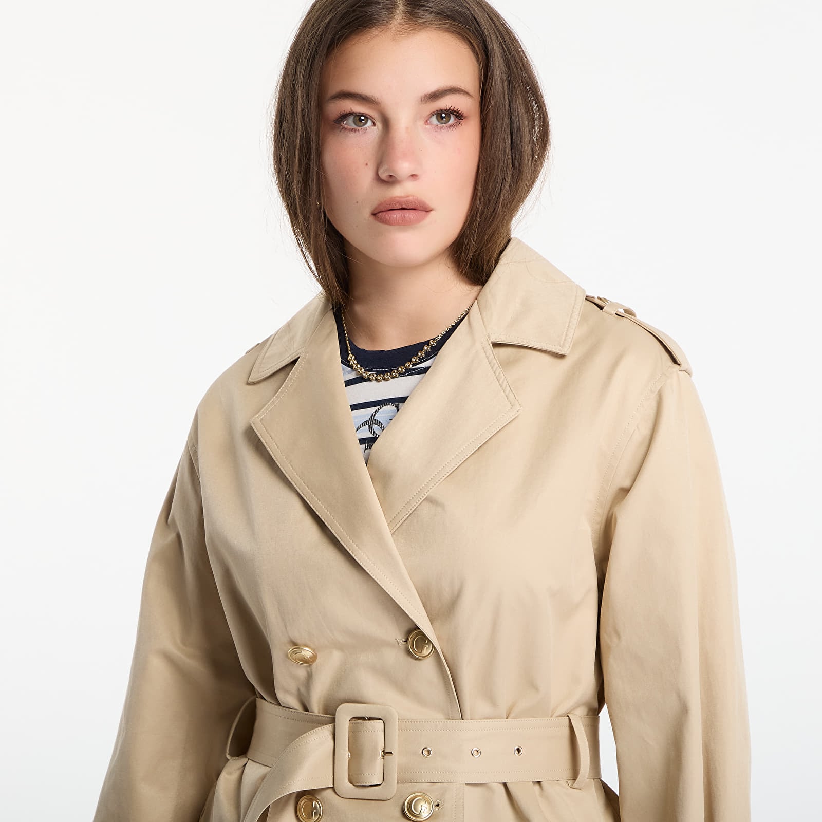 Giacche GUESS Fatou Crop Trench Jacket Safari Tan