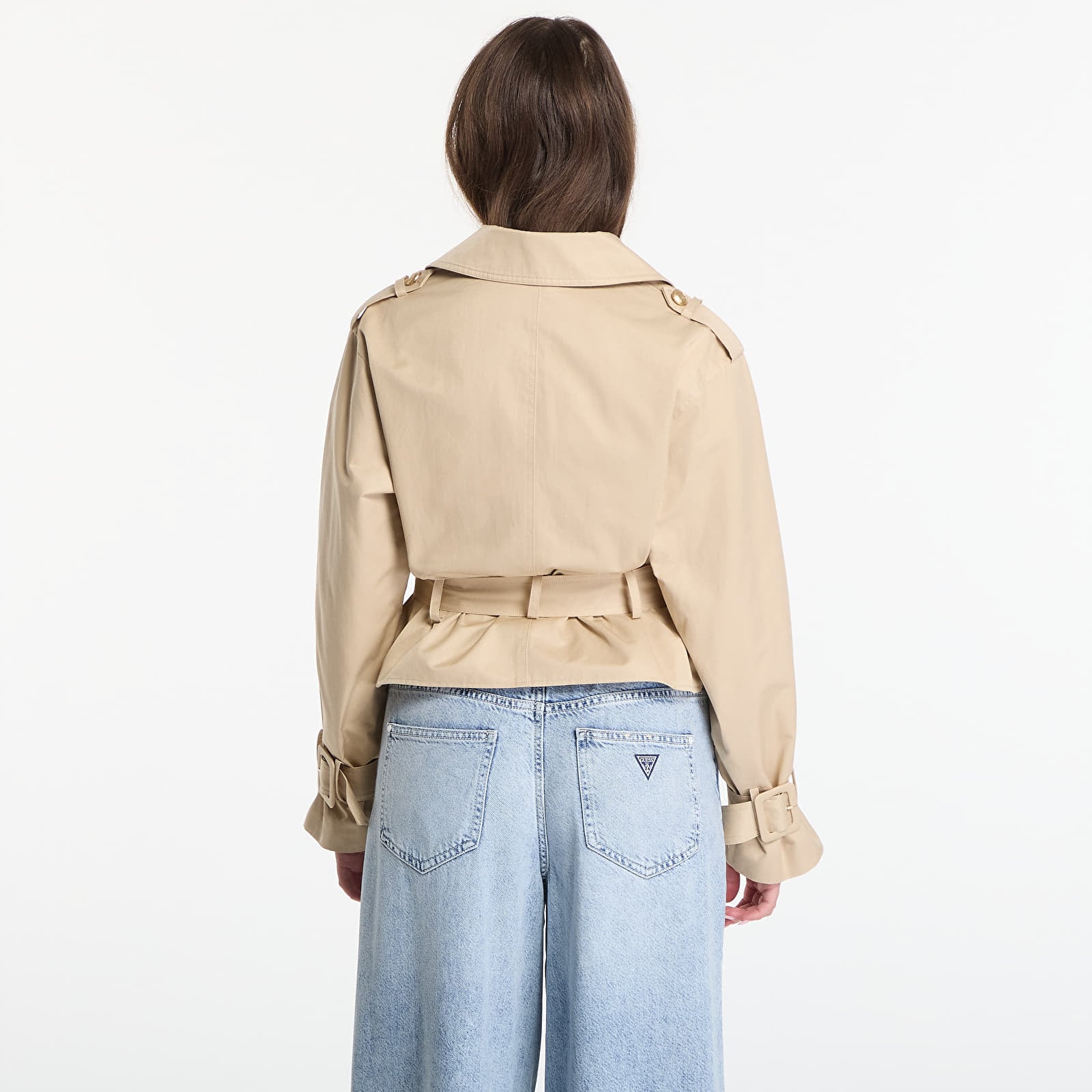 Giacche GUESS Fatou Crop Trench Jacket Safari Tan