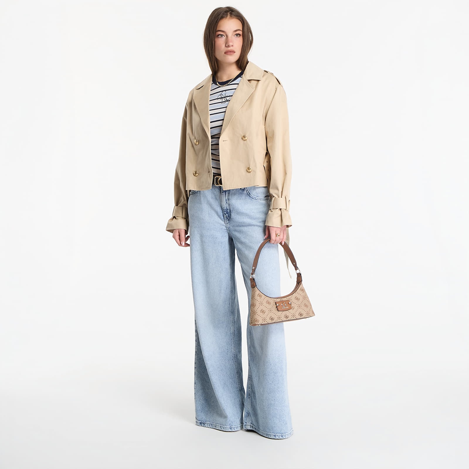 Giacche GUESS Fatou Crop Trench Jacket Safari Tan