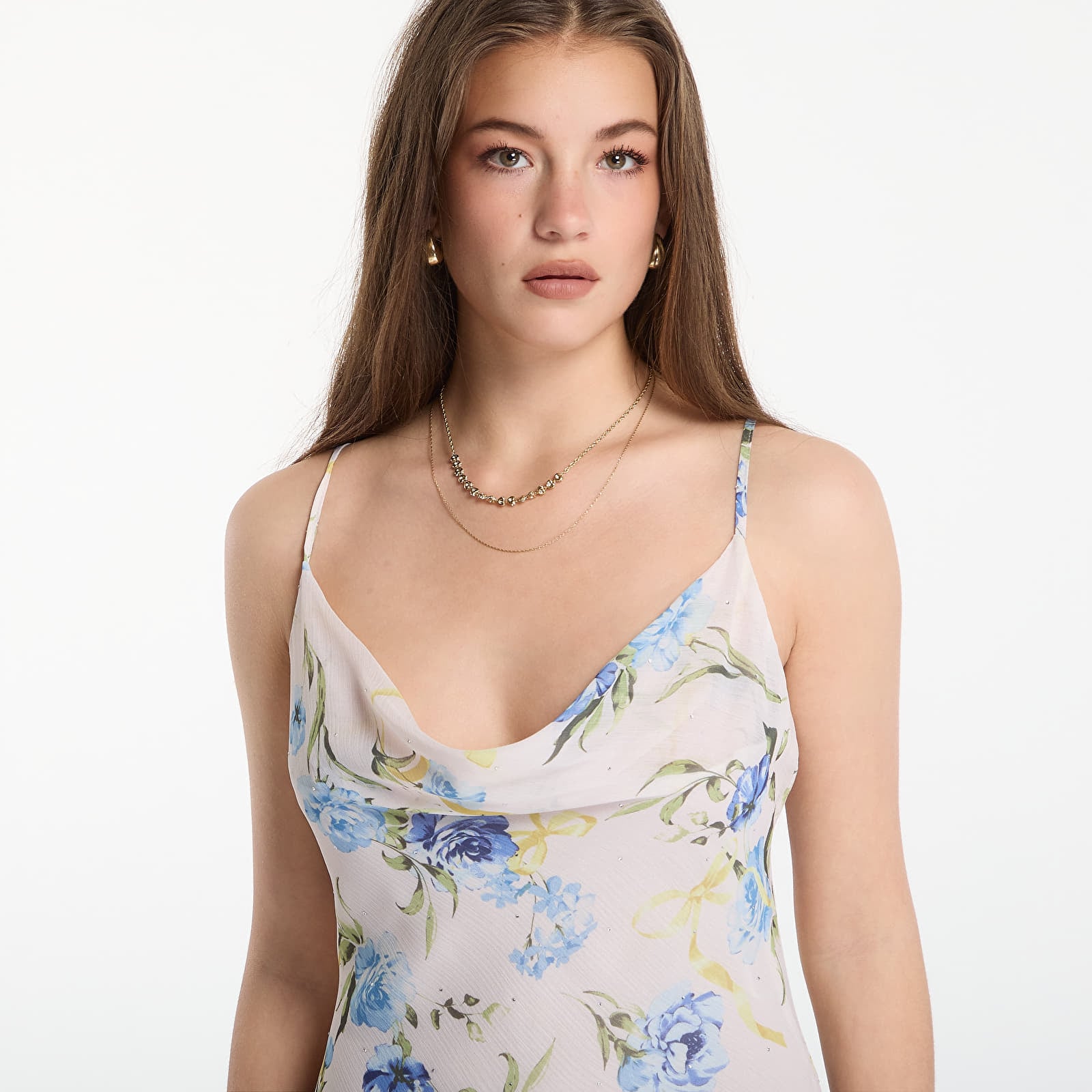 Kleider GUESS Sl Linda Mini Slip Dress Ribbon Floral Print