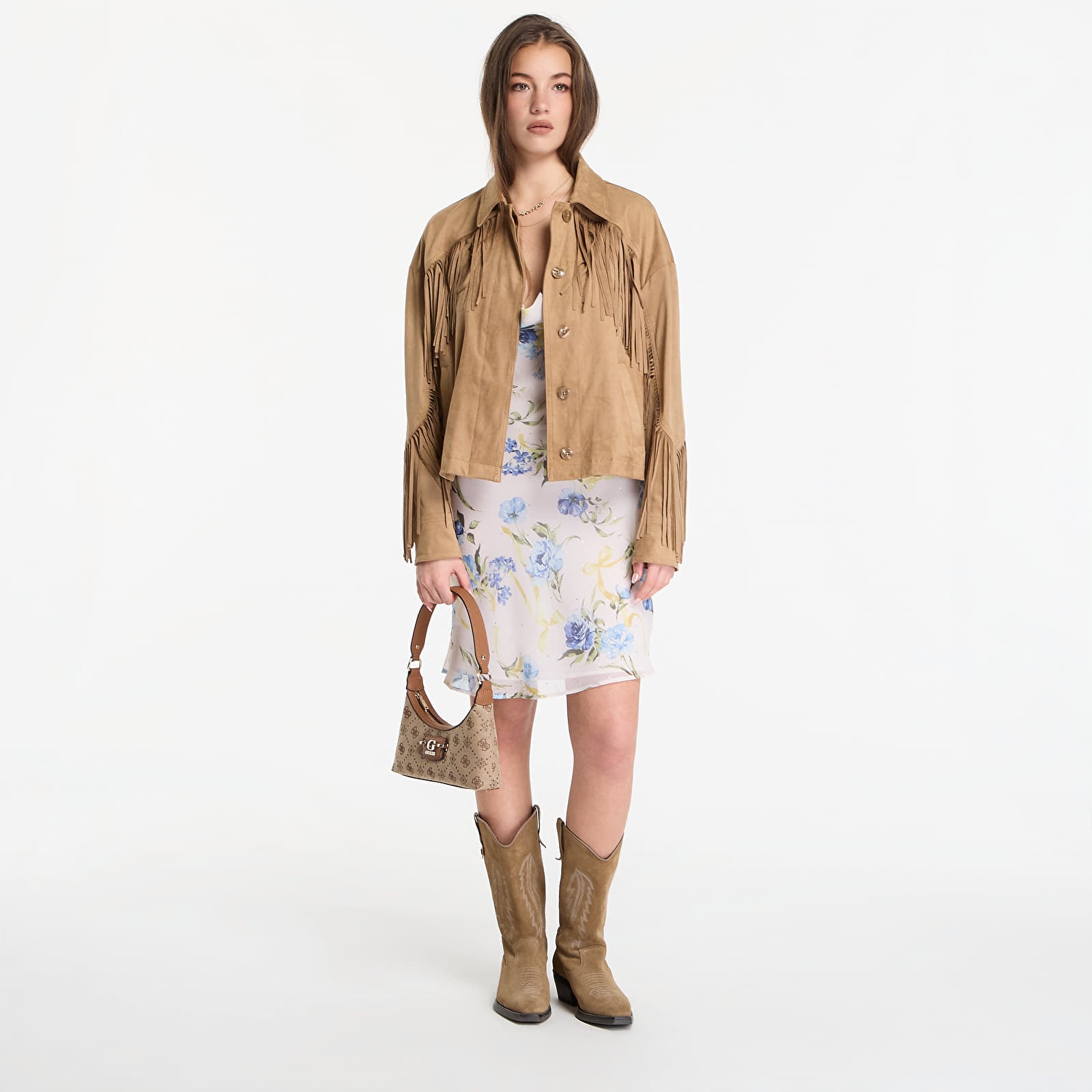 Kleider GUESS Sl Linda Mini Slip Dress Ribbon Floral Print