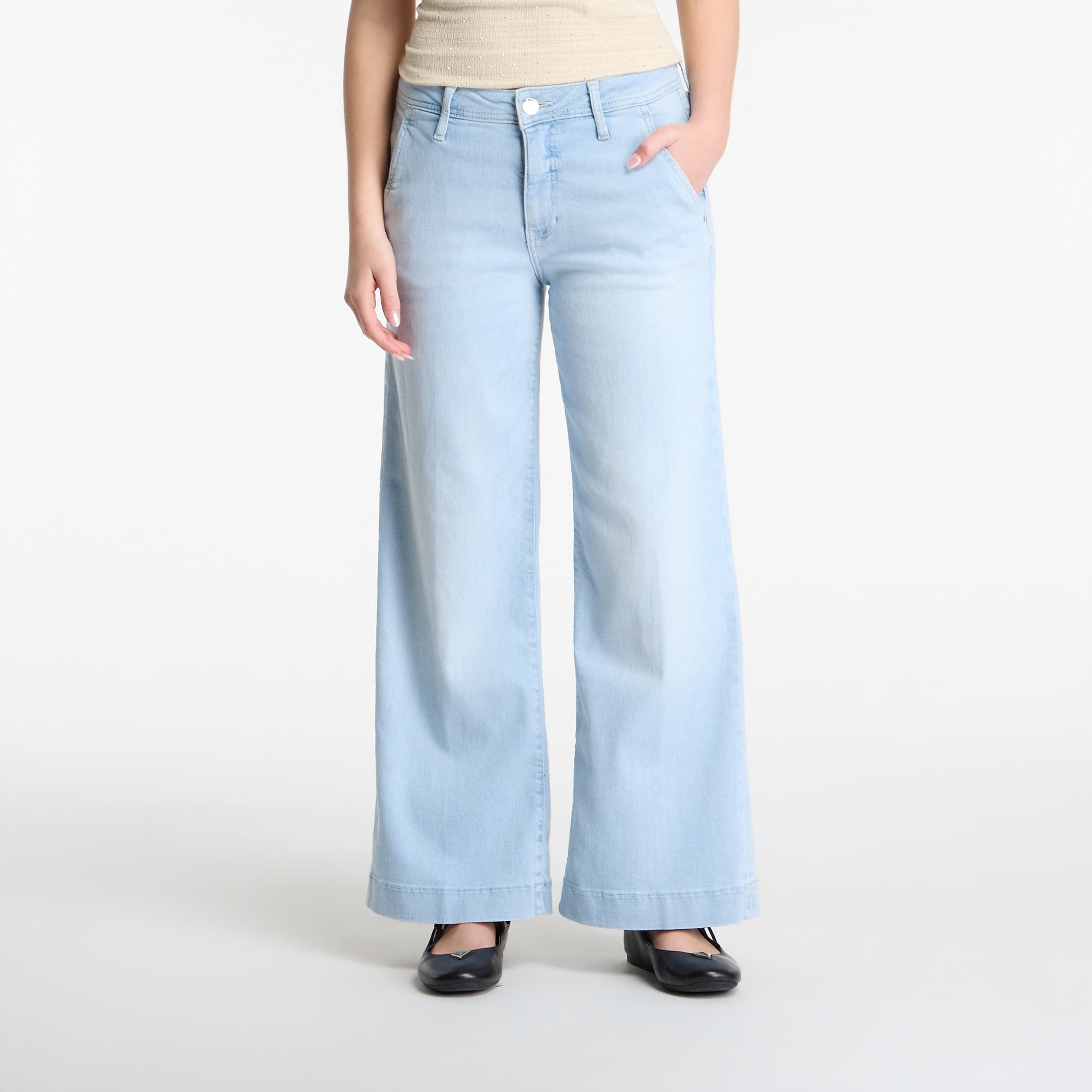 Pants Guess Jeans Zoya Wide Leg Crop Jeans Colonial Light 29