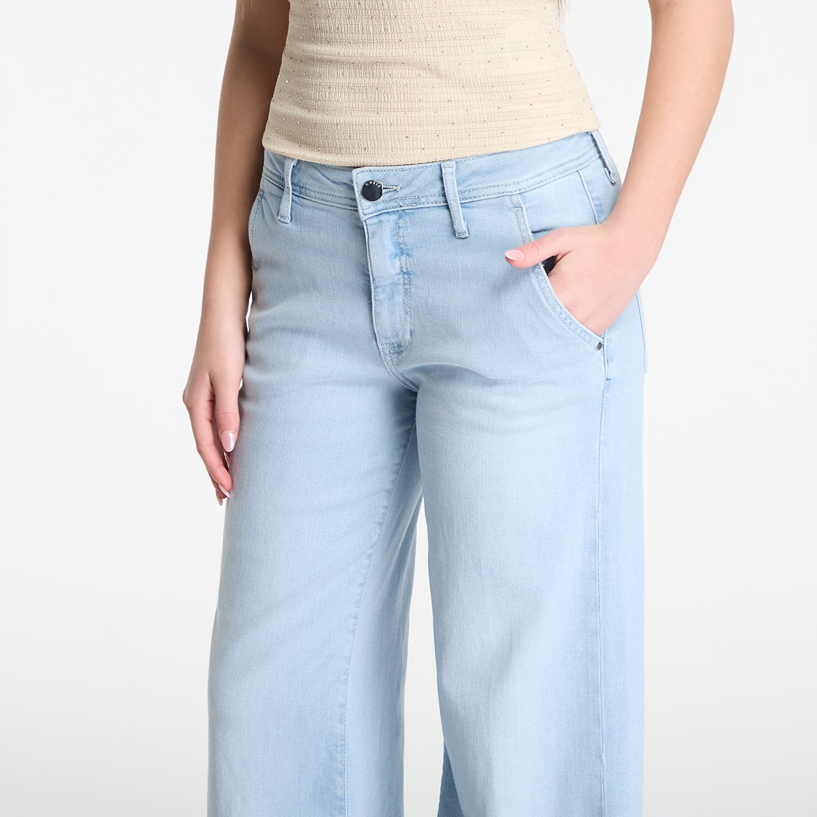 Džínsy GUESS Zoya Wide Leg Crop Jeans Colonial Light
