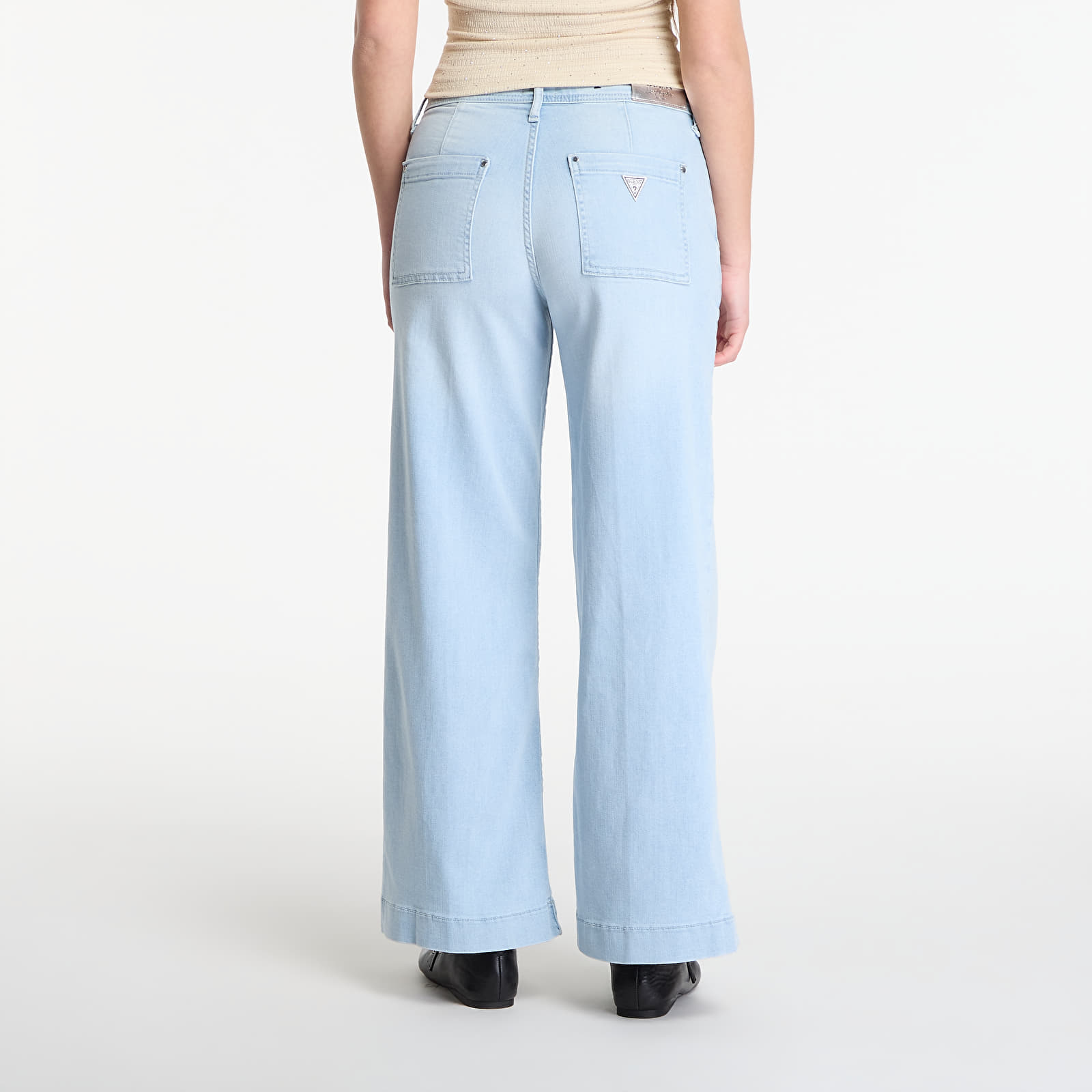 Džínsy GUESS Zoya Wide Leg Crop Jeans Colonial Light