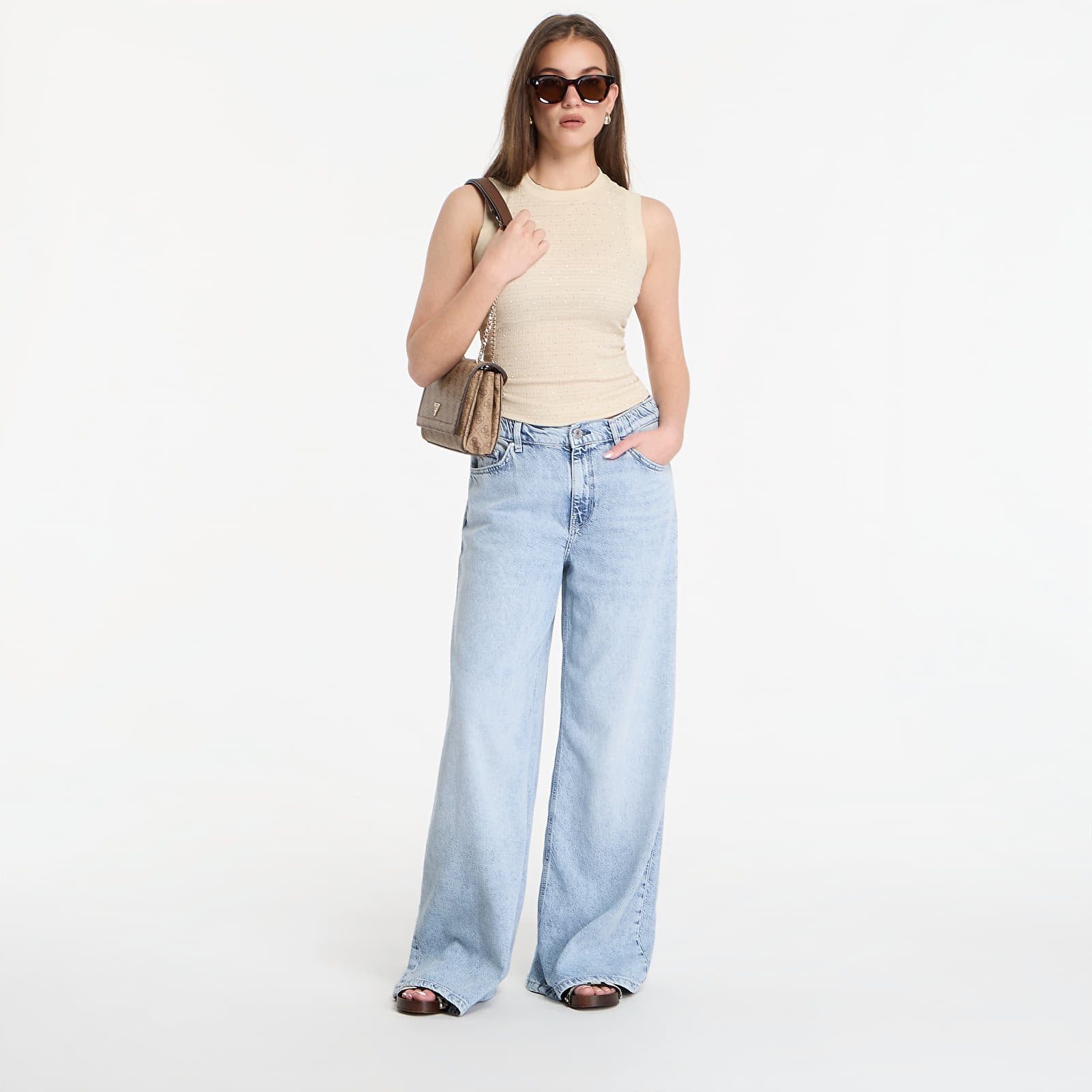 Džínsy GUESS Wide Loose Jeans Dubai Reef