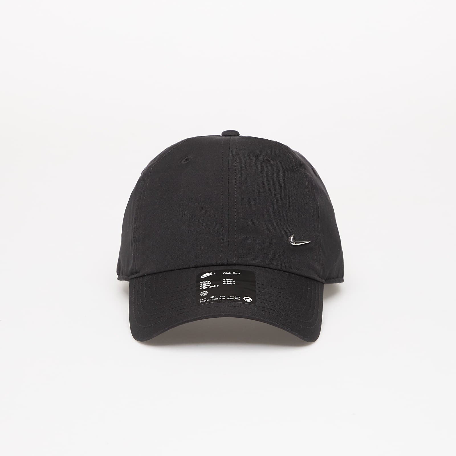 Pánske čiapky Nike Dri-FIT Club Unstructured Metal Swoosh Cap Black/ Metallic Silver