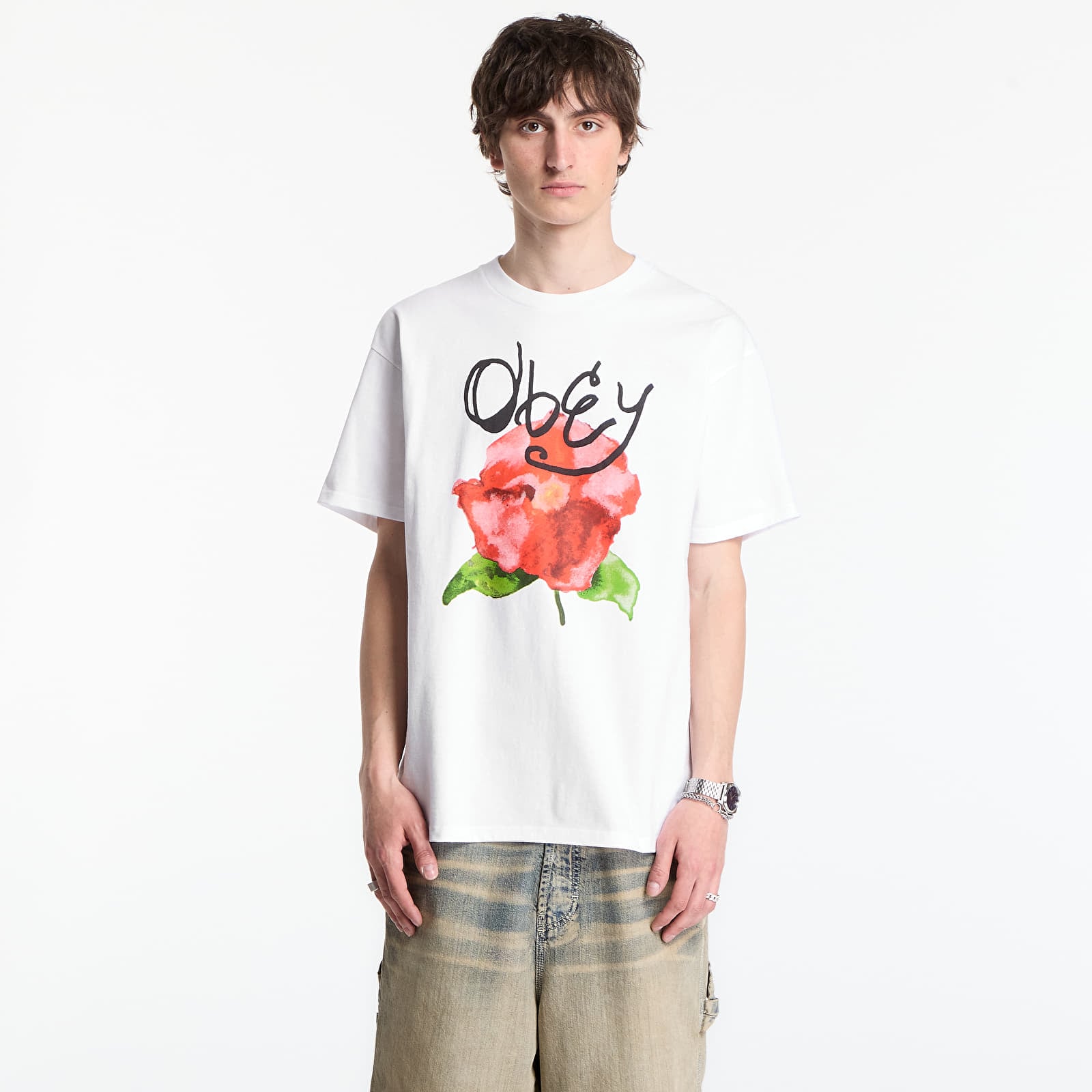 Men's T-shirts OBEY Watercolor Poppy White