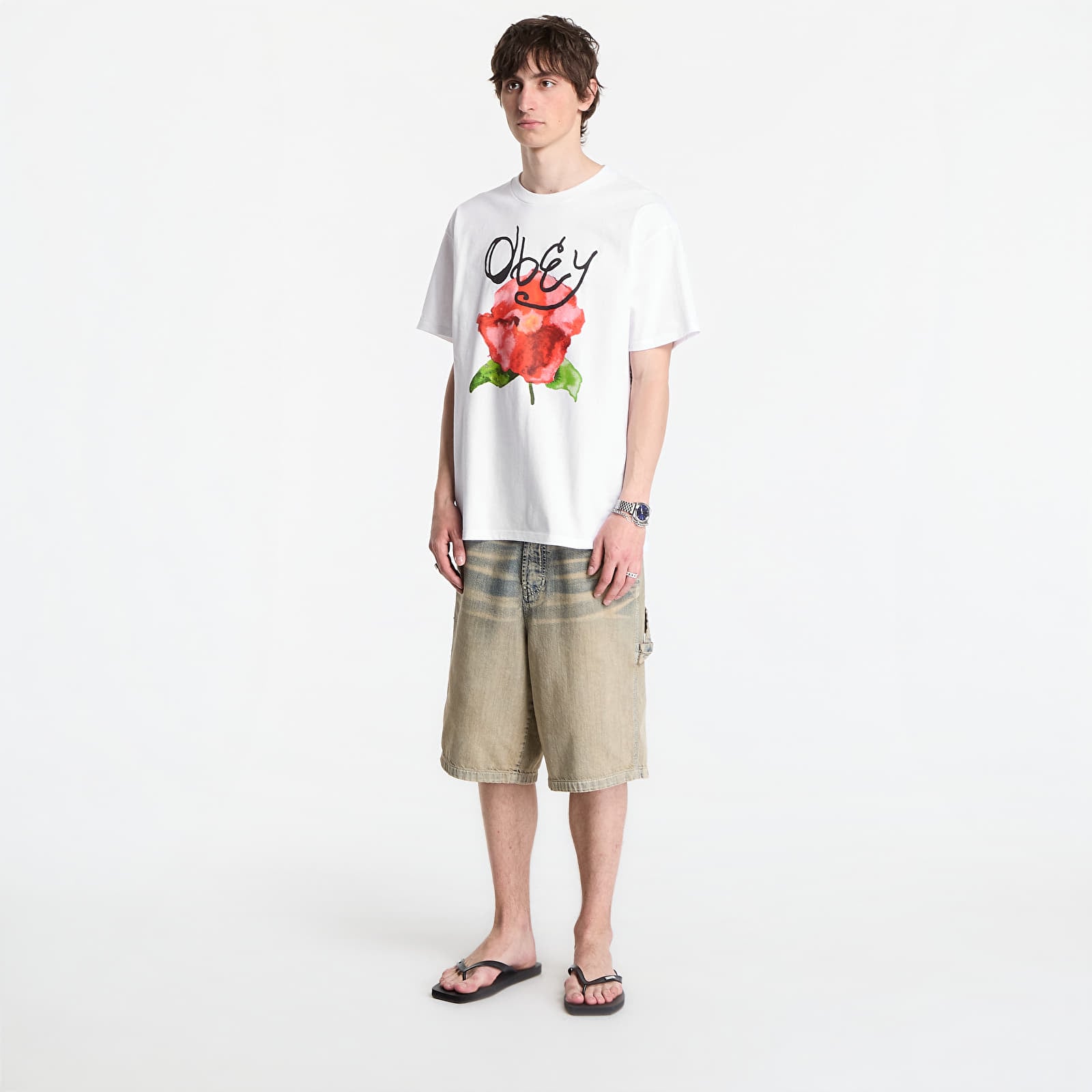Men's T-shirts OBEY Watercolor Poppy White