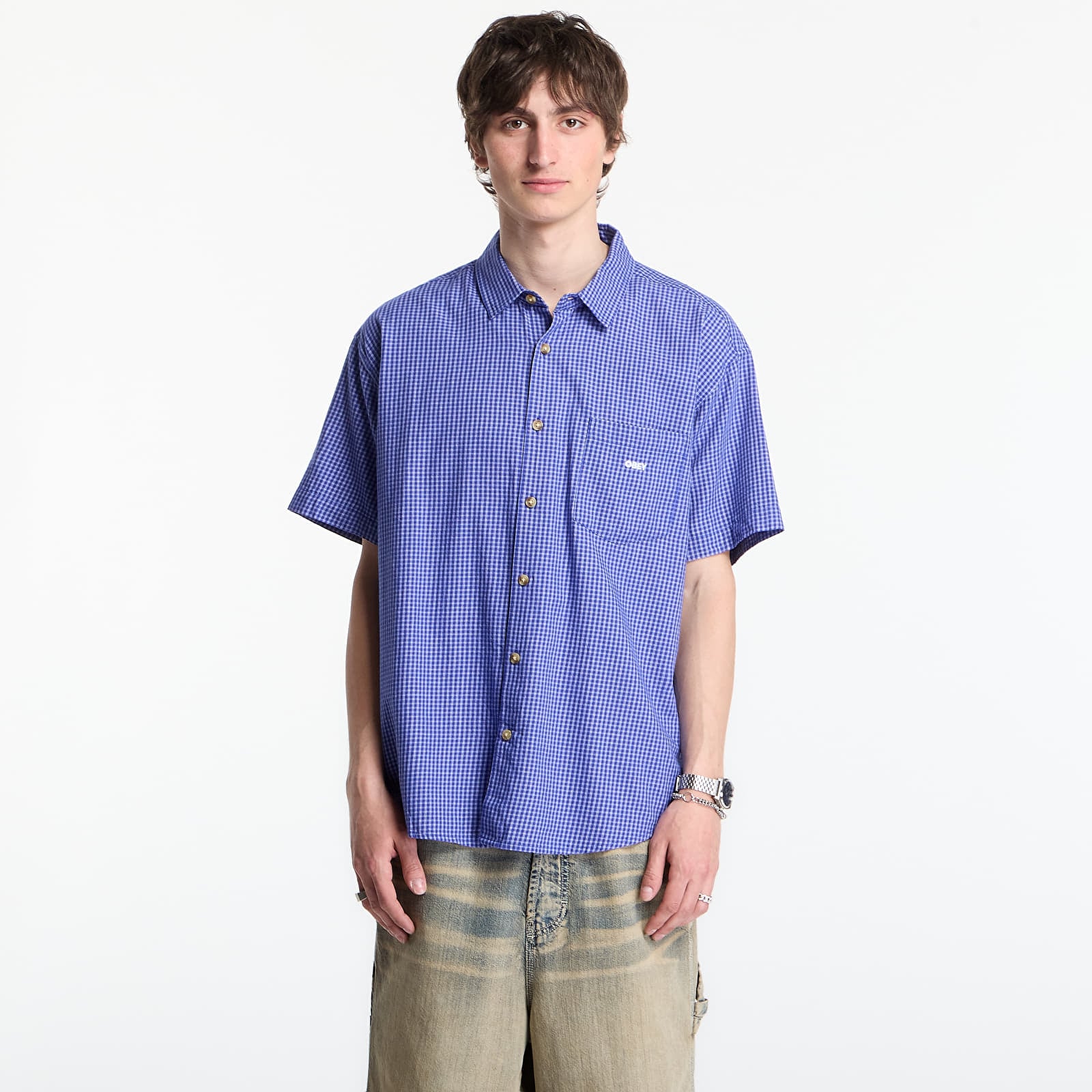 Men's shirts OBEY Bigwig Frank Woven Surf Blue Multi