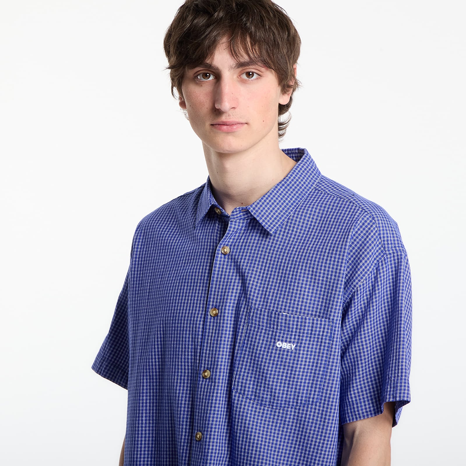 Men's shirts OBEY Bigwig Frank Woven Surf Blue Multi